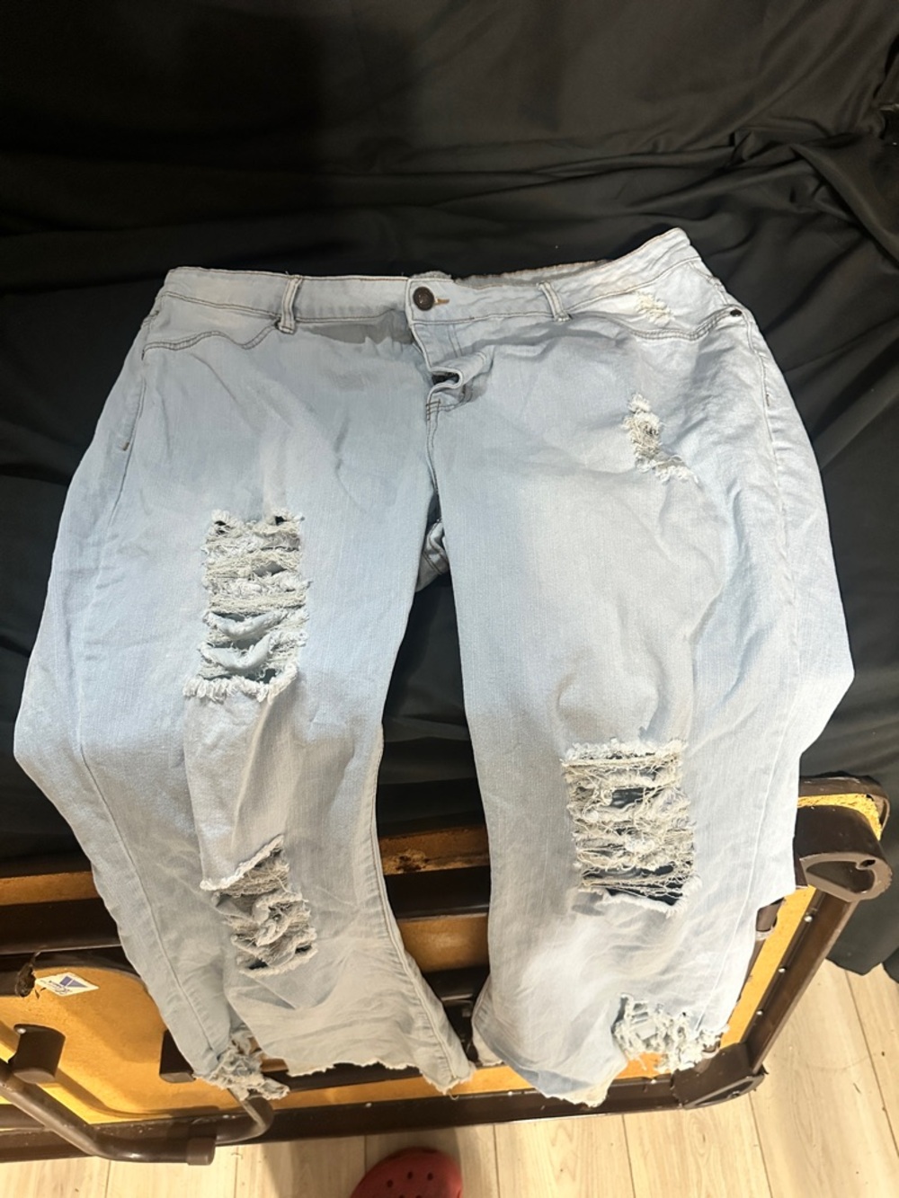 Light Wash Distressed Ripped Jeans-thrill jeans-size 22-#582